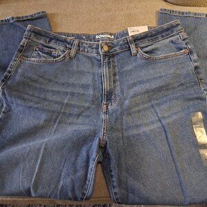 Womens Sonoma Straight High Rise Vintage Style Denim Blue Jeans sz 16